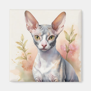 Imã Delicate Watercolor Cornish Rex Portrait