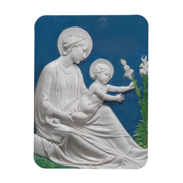 Ímã Della Robbia Madonna e Child Blue Lily (Vertical)