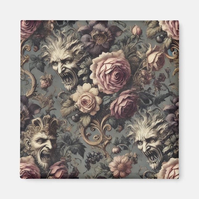 Imã Demônios da Delinquência - Design Floral Gótica (Frente)