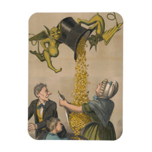 Ímã Demônios enterrando moedas Douradas no avô feminin