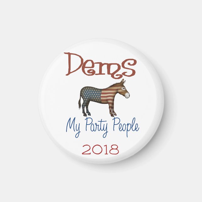 Imã DEMS My Party Patriotic Donkey Design (Frente)