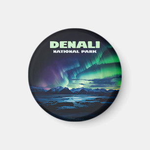 Imã Denali National Park Alaska Norte Lights Retro