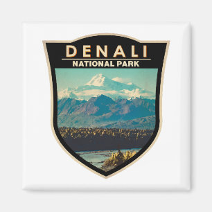 Imã Denali National Park Watercolor Badge