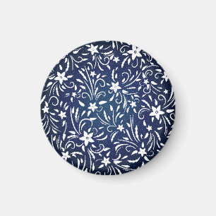 Imã Denim Blooms: Padrão Floral Fundo