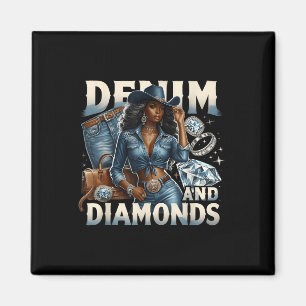 Imã Denim E Diamantes Africanos Melanina Swag Cowgirl 