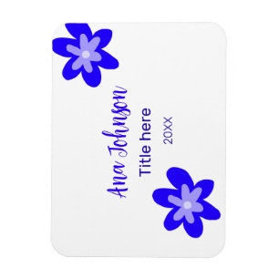 Ímã Denominação do rabisco de flor azul título ano 20X