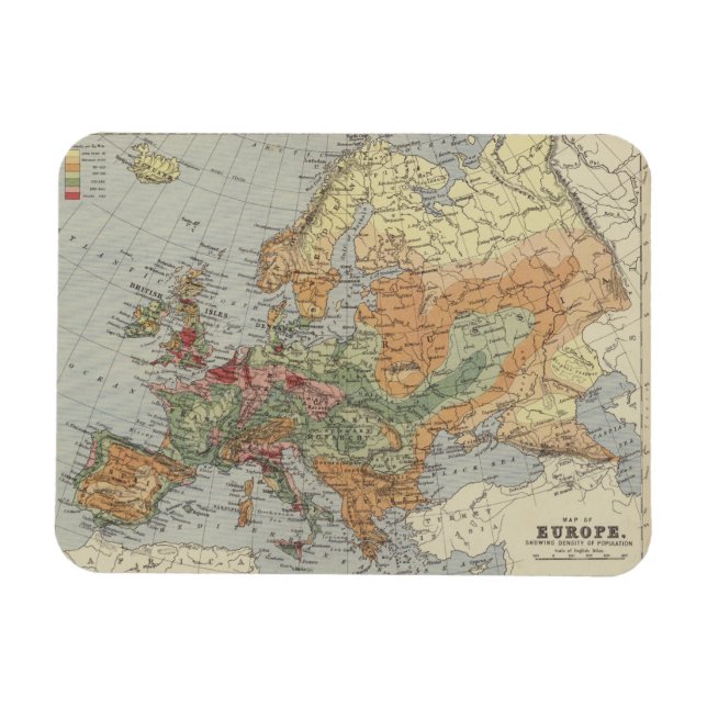 Ímã Densidade populacional | Mapa Europeu (Horizontal)