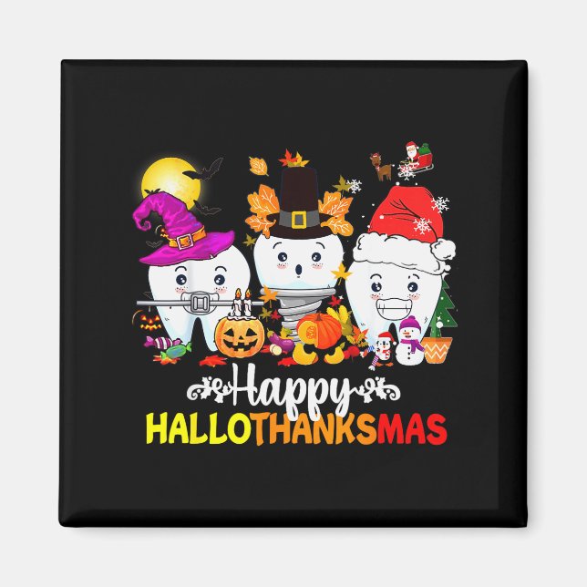 Imã Dental Halloween Thanksgiving Christmas Happy Hall (Frente)