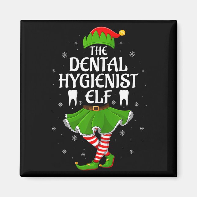 Imã Dental Hygienist Elf Christmas Girls Women Elf Squ (Frente)