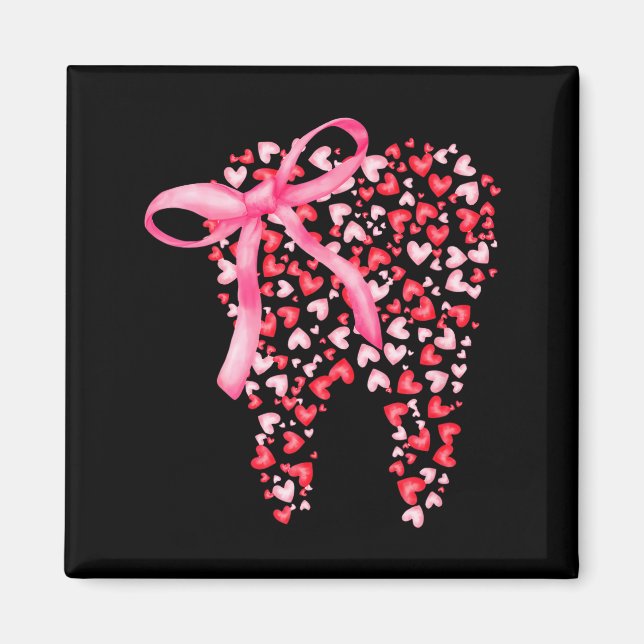 Imã Dental Squad Valentines Cute Heart Teeth Dental Hy (Frente)