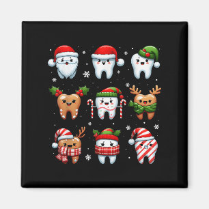 Imã Dentes de Natal Dentais Engraçados Dentista de Nat