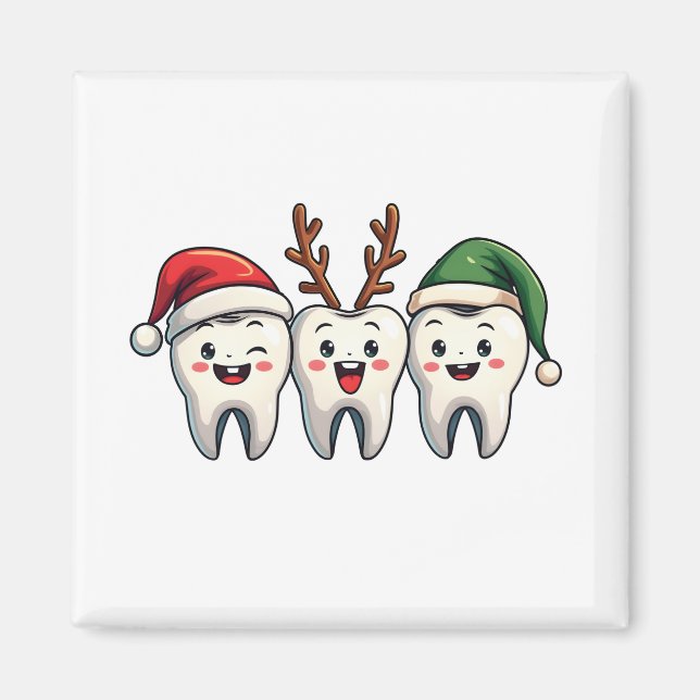 Imã Dentista Papais noeis de Natal Dental Flores Árvor (Frente)