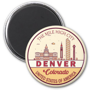 Imã Denver Colorado City Skyline Emblem