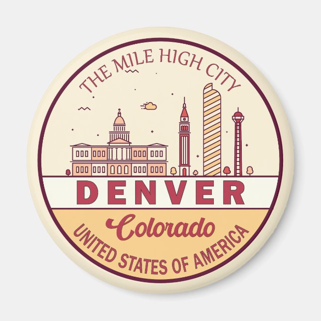 Imã Denver Colorado City Skyline Emblem (Frente)