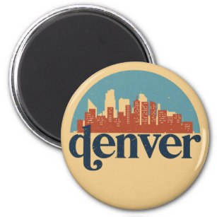 Imã Denver Colorado City Skyline Vintage Cityscape