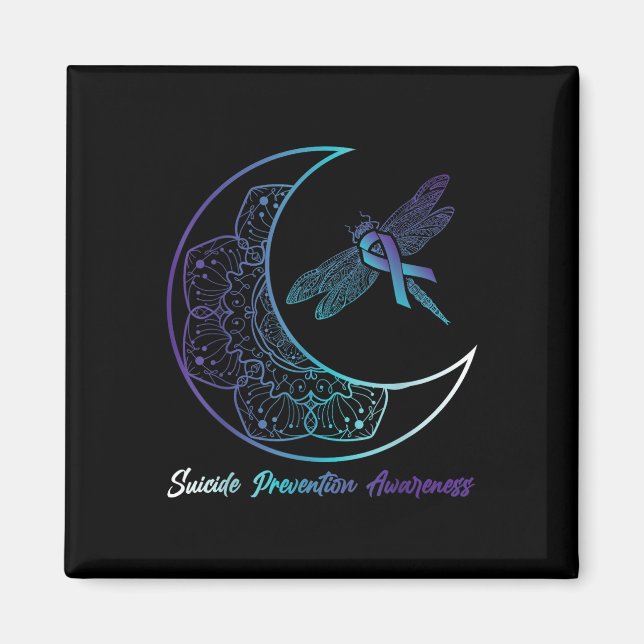Imã Depressão Suicida Prevenção de Dragonfly Lua (Frente)