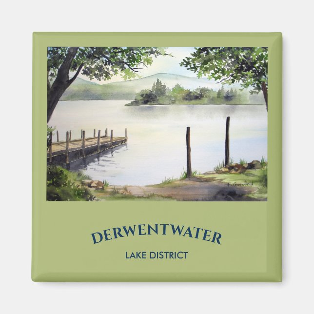 Imã Dergo Water Keswick England Watercolor Painting (Frente)