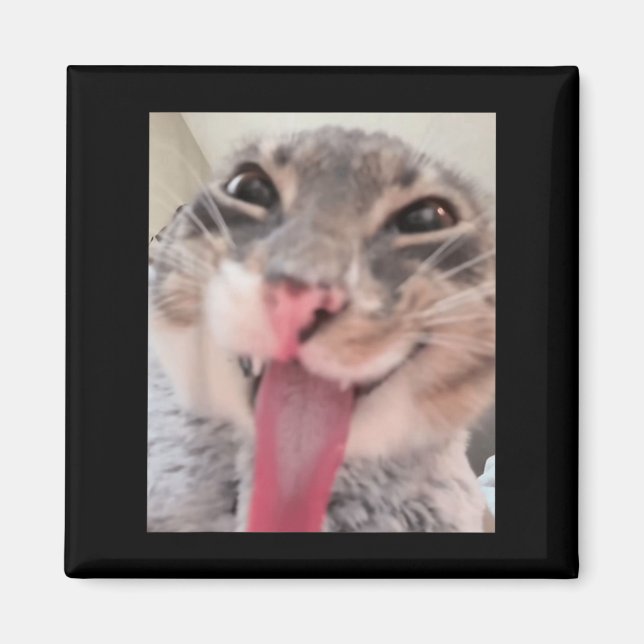 Imã Derpy Cat Tongue Out Meme Engraçado Weirdcore Me O (Frente)