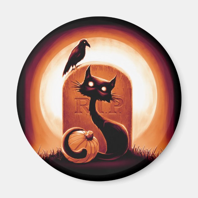 Imã Derpy Halloween Cat por Tombstone (Frente)