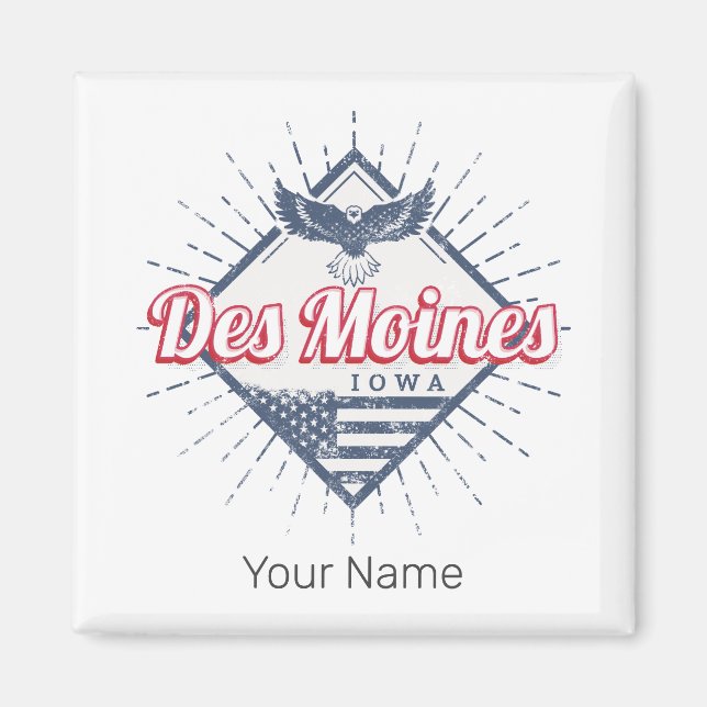 Imã Des Moines City Iowa EUA Vintage EUA (Frente)