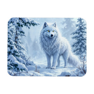 Ímã Descida de olhos de neon amarelo-lobo-da-neve