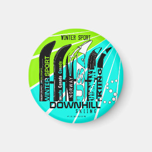 Imã Descida Eski Campeões Snowblade CA Round Magnet