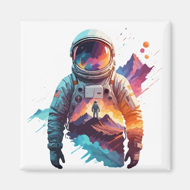 Imã Descoberta de Espaço de Arte de Vetor Astronauta (Frente)