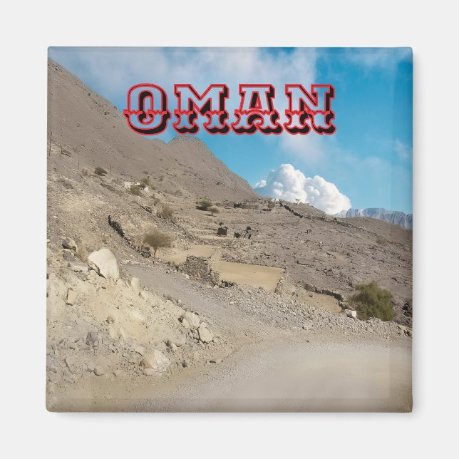 Imã Descubra a Beleza Enrugada do Deserto de Omã (Frente)