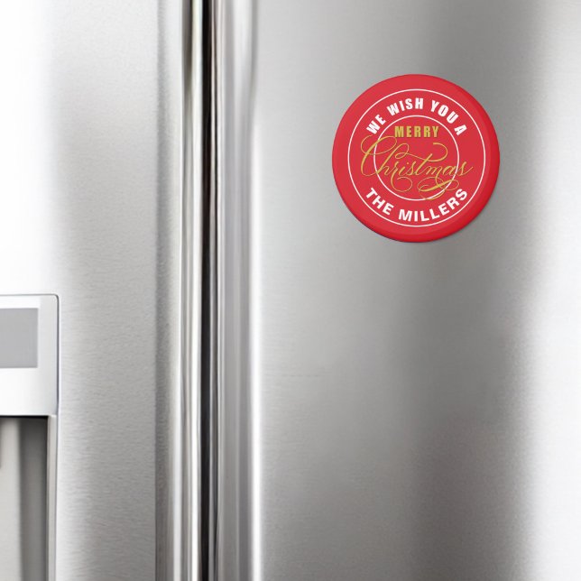 Imã Desejamos-lhe um Feliz Nome Personalizado Vermelho (Criador carregado)