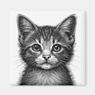 Imã Desenho Adorável de Gato Jovem