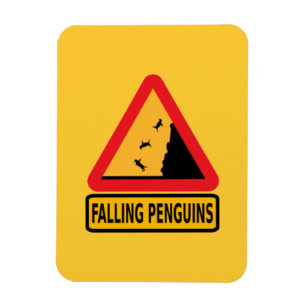 Ímã desenho animado, cuidado, queda de pinguim, pingui