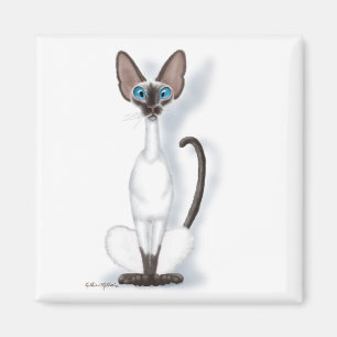 Imã  Desenho animado de gato siamês alto e excêntrico