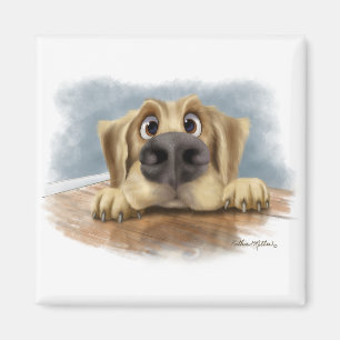 Imã Desenho animado de Golden Retriever Fofo