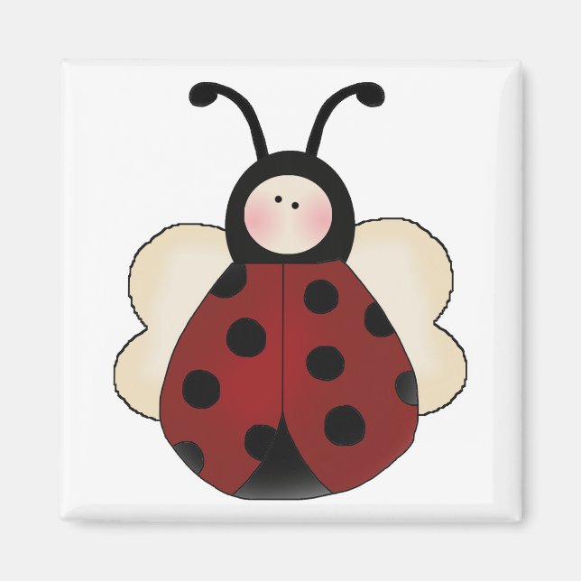 Imã desenho animado de ladybug redondo bobo (Frente)