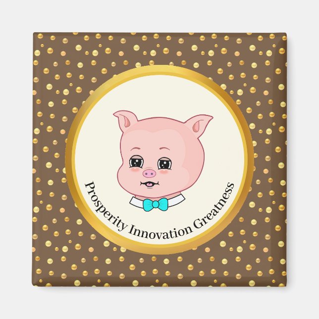 Imã Desenho Animado de Porco Fofo (Frente)