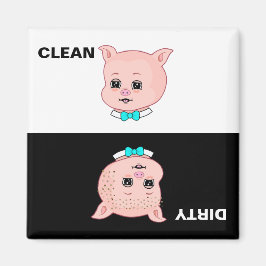 Imã Desenho Animado de Porco Limpo e Sujo