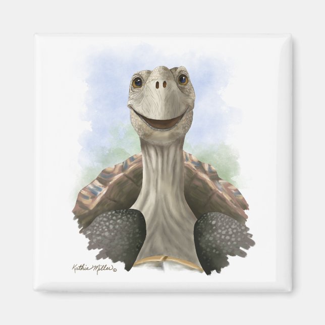 Imã Desenho Animado de Tartaruga Divertido (Frente)