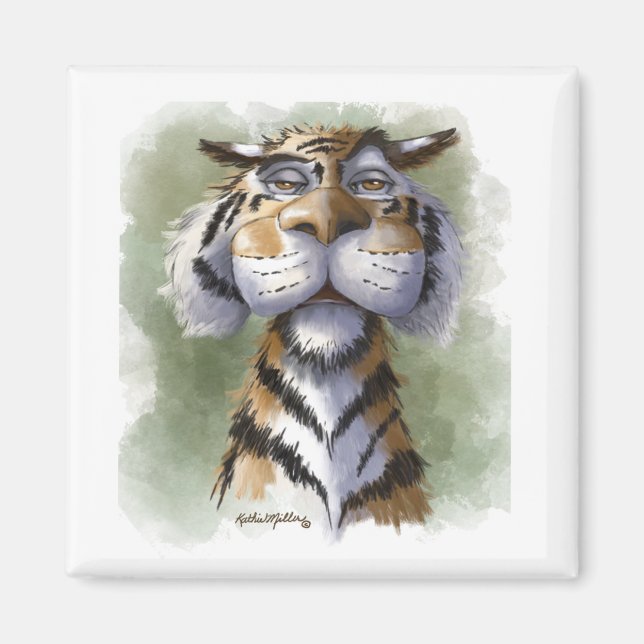 Imã Desenho Animado de Tigre Irritado (Frente)