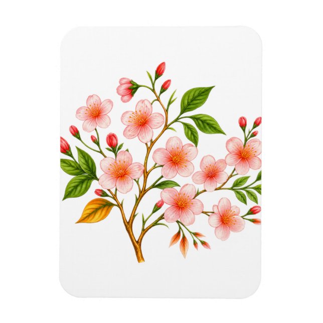 Ímã Desenho Botânico de Primavera (Vertical)