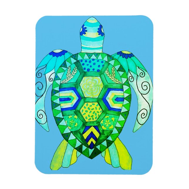 Ímã Desenho Colorido de Tartaruga (Vertical)