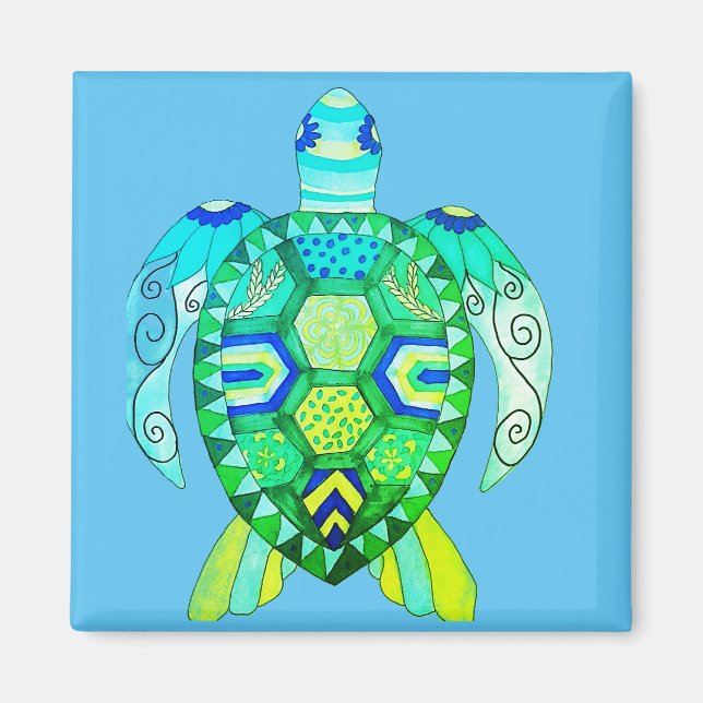 Imã Desenho Colorido de Tartaruga (Frente)