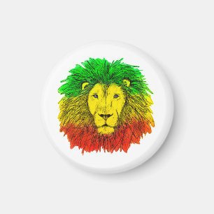 Imã Desenho da cabeça de leão Rasta vermelho amarelo v