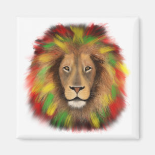 Imã Desenho da cabeça de leão Rasta vermelho amarelo v