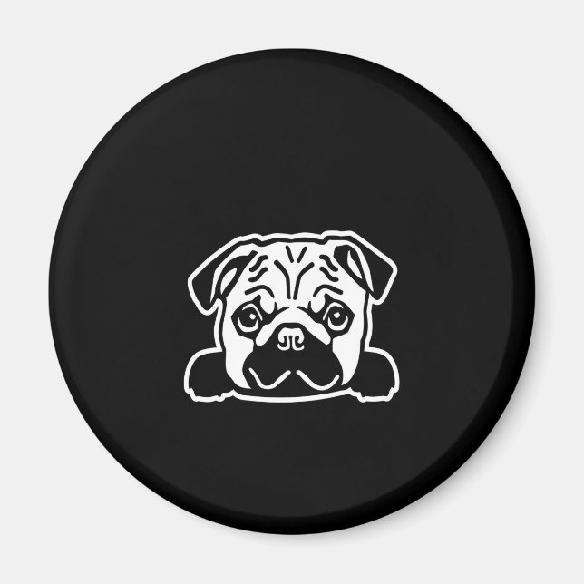 Imã Desenho Da Face Do Cachorro Cortado | Pug Lovers (Frente)
