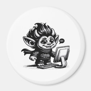 Imã Desenho de Arte Vintage Cyborg Troll da Internet W