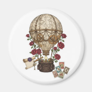 Imã Desenho de aventura de balão de ar quente steampun