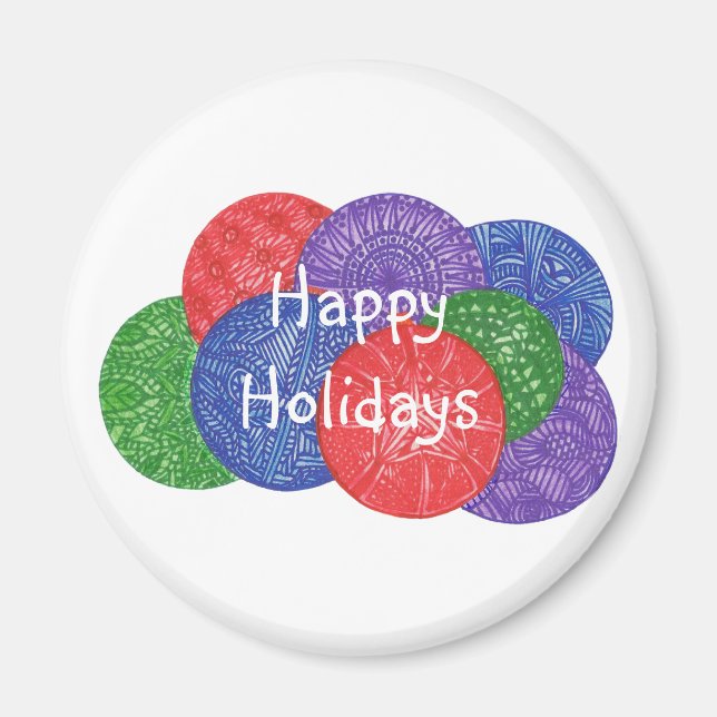 Imã Desenho de Bolas de Natal Coloridas sobre Magnets (Frente)