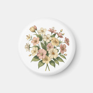 Imã Desenho de Buquê de Monograma Floral Elegante