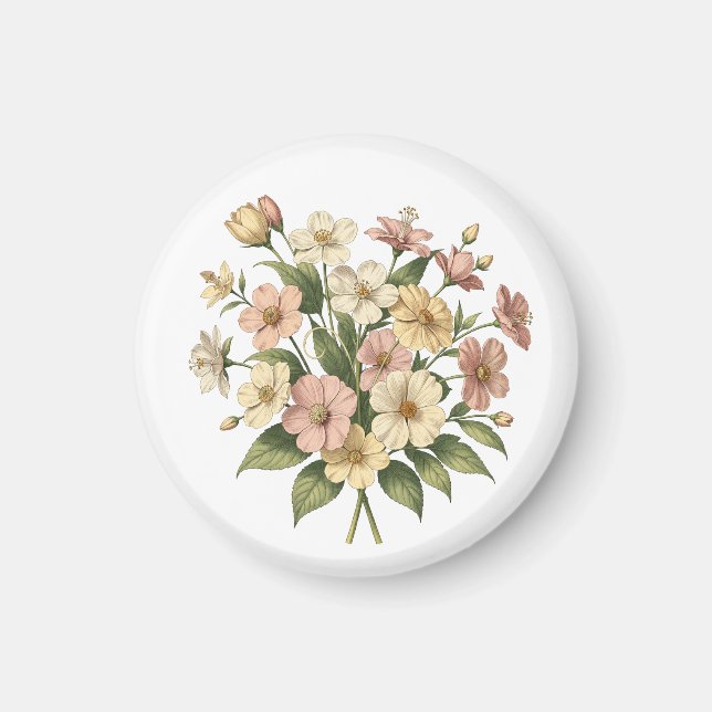 Imã Desenho de Buquê de Monograma Floral Elegante (Frente)