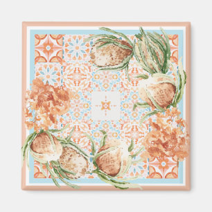 Imã desenho de cachecol floral